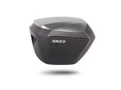 A pair of SHAD Motorcycle SH23 Black 23 Litre Panniers / Side cases with Aluminium cover