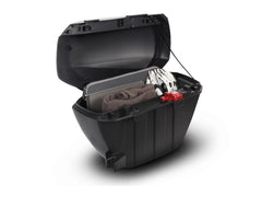 A pair of SHAD Motorcycle SH23 Black 23 Litre Panniers / Side cases with Aluminium cover