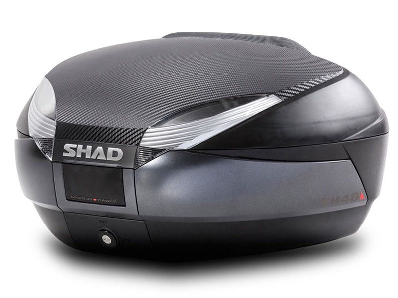 SHAD Motorcycle SH48 Top Box Black / Dark Grey inc Backrest And Carbon Cover