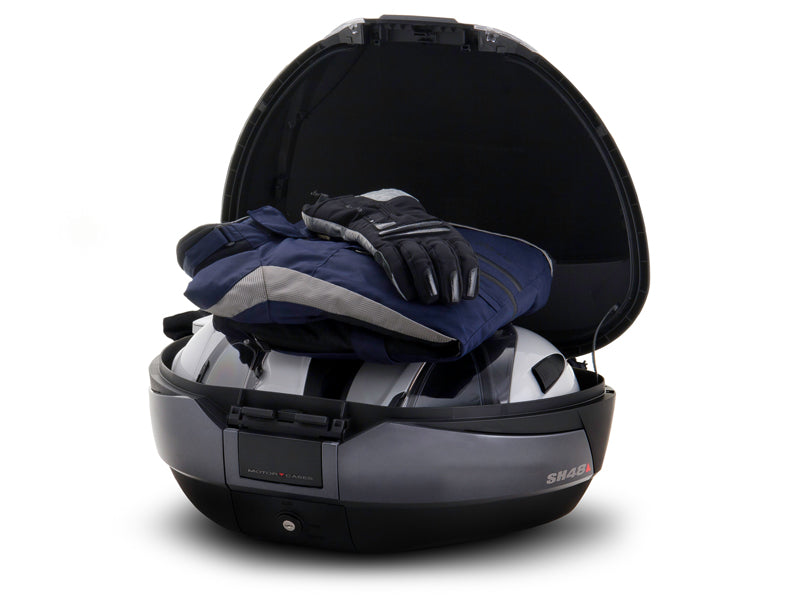 SHAD Motorcycle SH48 Top Box - Black / Dark Grey inc Backrest And Carbon Cover