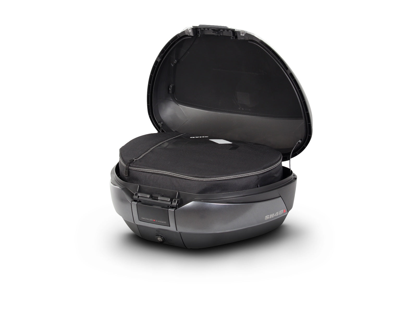 SHAD Motorcycle SH48 Top Box - Black / Dark Grey inc Backrest And Carbon Cover