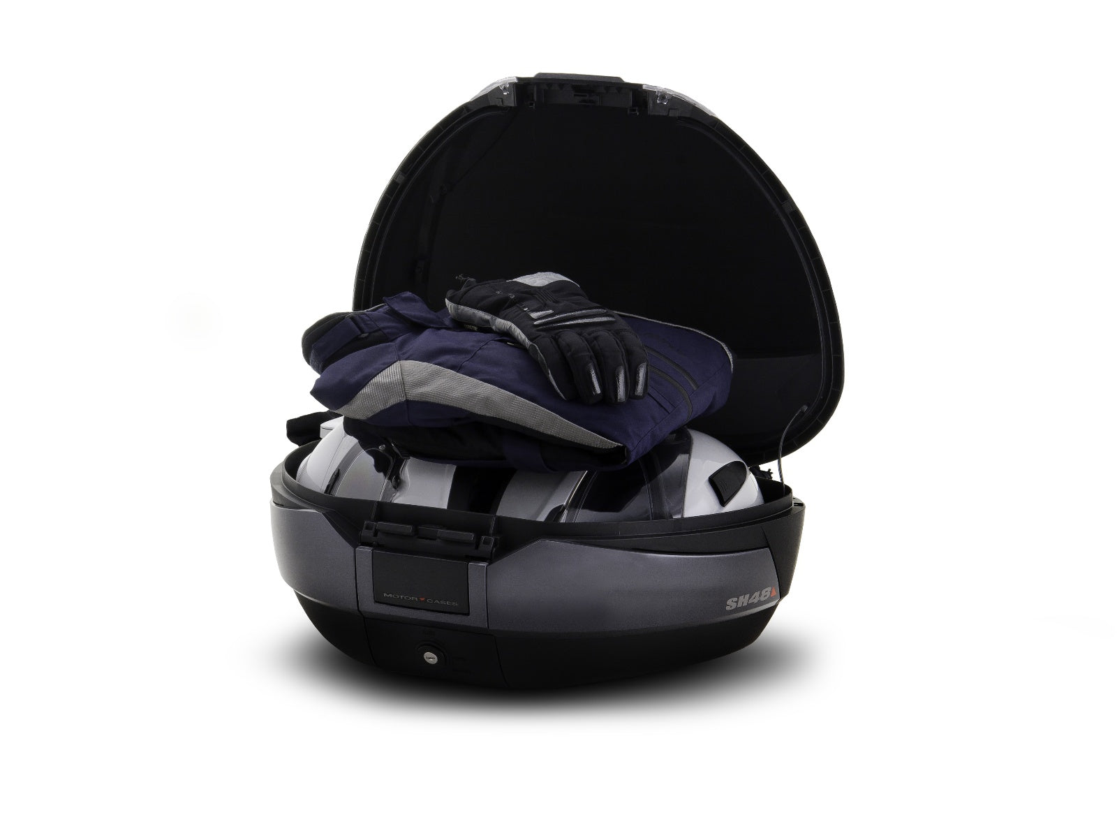 SHAD Motorcycle SH48 Top Box - Black / Dark Grey inc Backrest And Carbon Cover