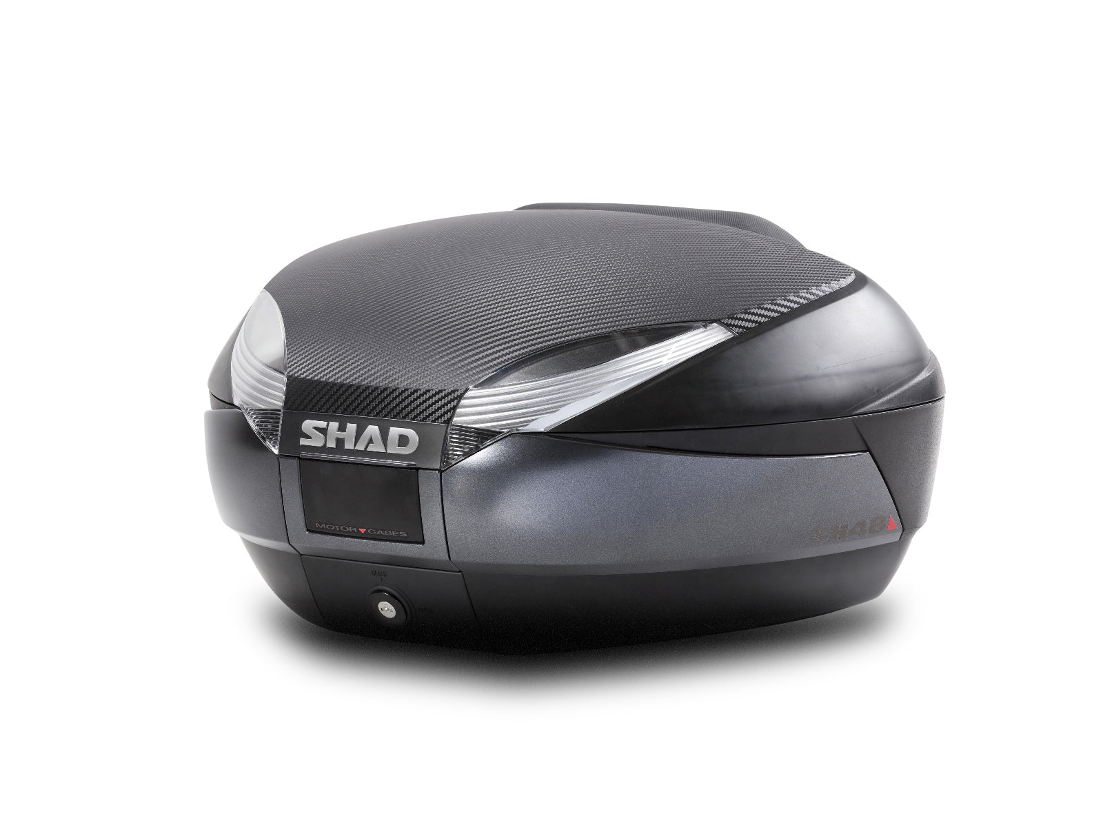 SHAD Motorcycle SH48 Top Box - Black / Dark Grey inc Backrest And Carbon Cover