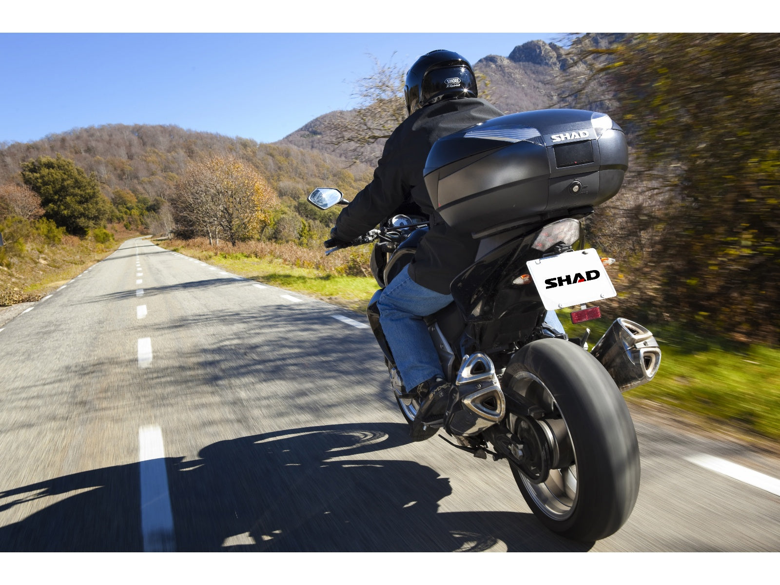SHAD Motorcycle SH48 Top Box - Black / Dark Grey inc Backrest And Carbon Cover
