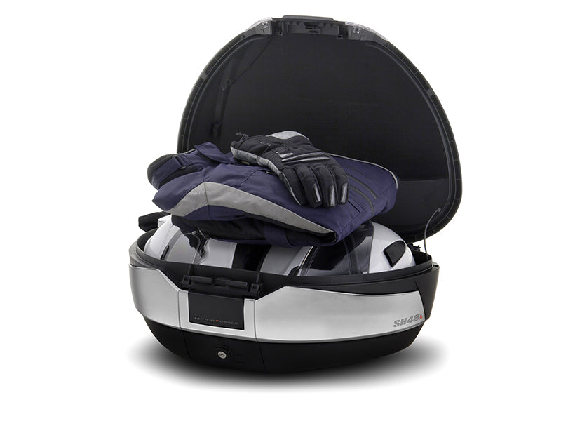 SHAD Motorcycle SH48 Top Box Black / Titanium inc Backrest And Carbon Cover
