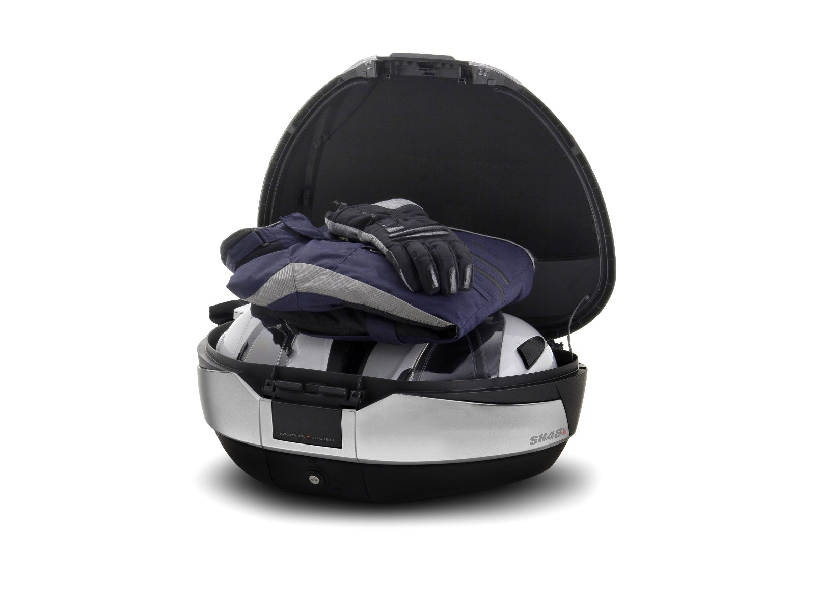 SHAD Motorcycle SH48 Top Box - Black / Titanium inc Backrest And Carbon Cover
