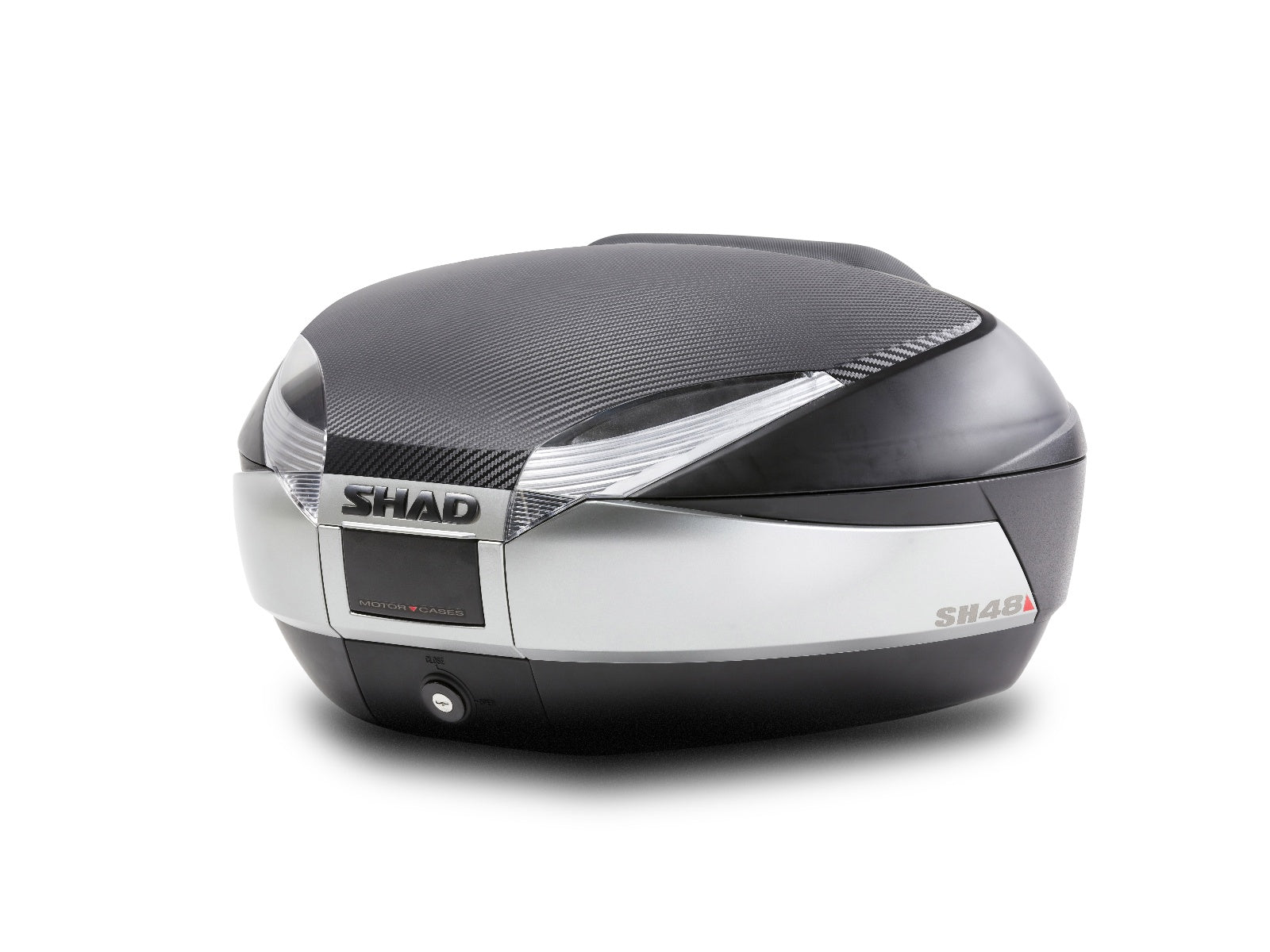 SHAD Motorcycle SH48 Top Box Black / Titanium inc Backrest And Carbon Cover
