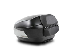 SHAD Motorcycle SH48 Top Box - Black / Titanium inc Backrest And Carbon Cover