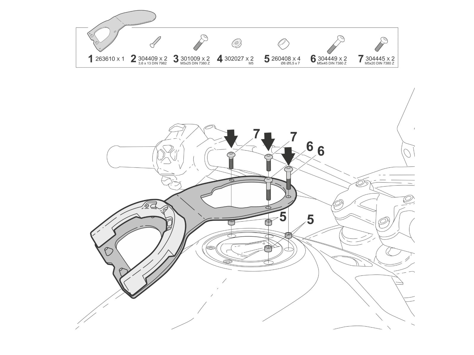 SHAD Motorcycle Click System Tank Bag Fitting Kit for Moto Guzzi V85 TT Travel (2024-2026)