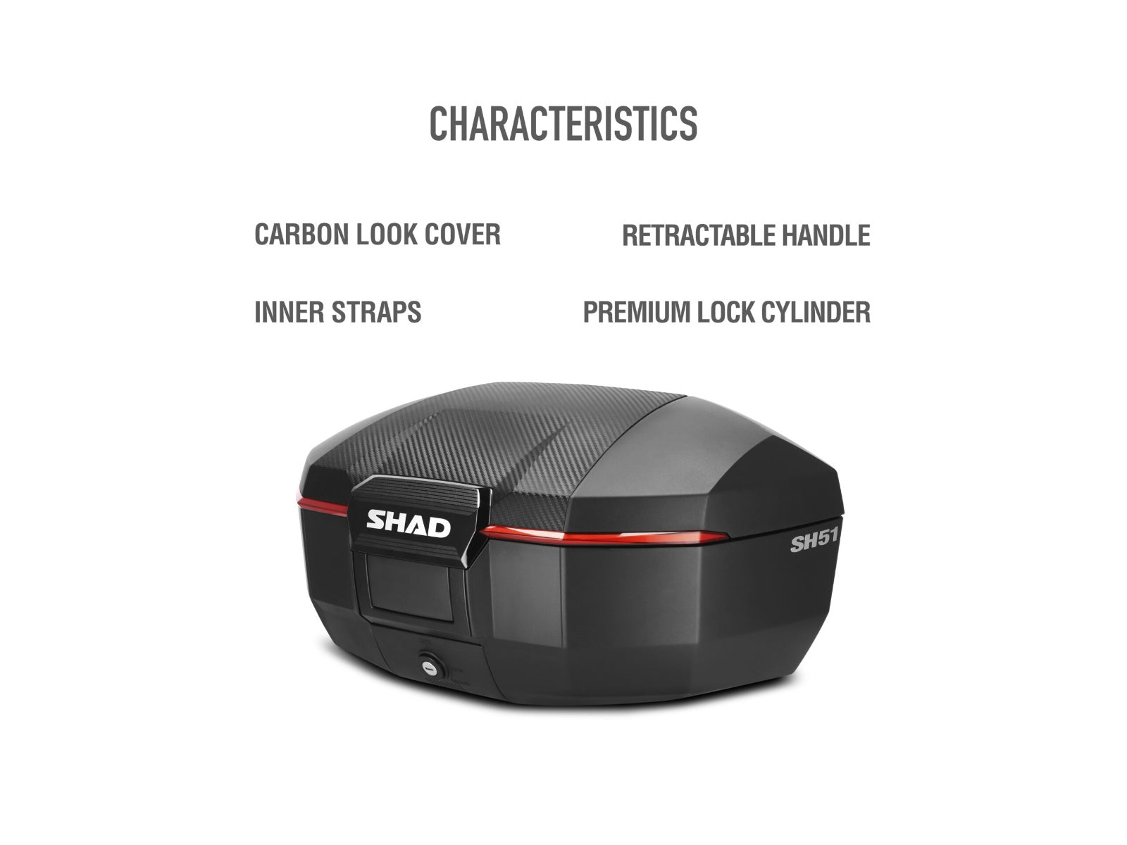 SHAD Motorcycle SH51 Top Box - Carbon