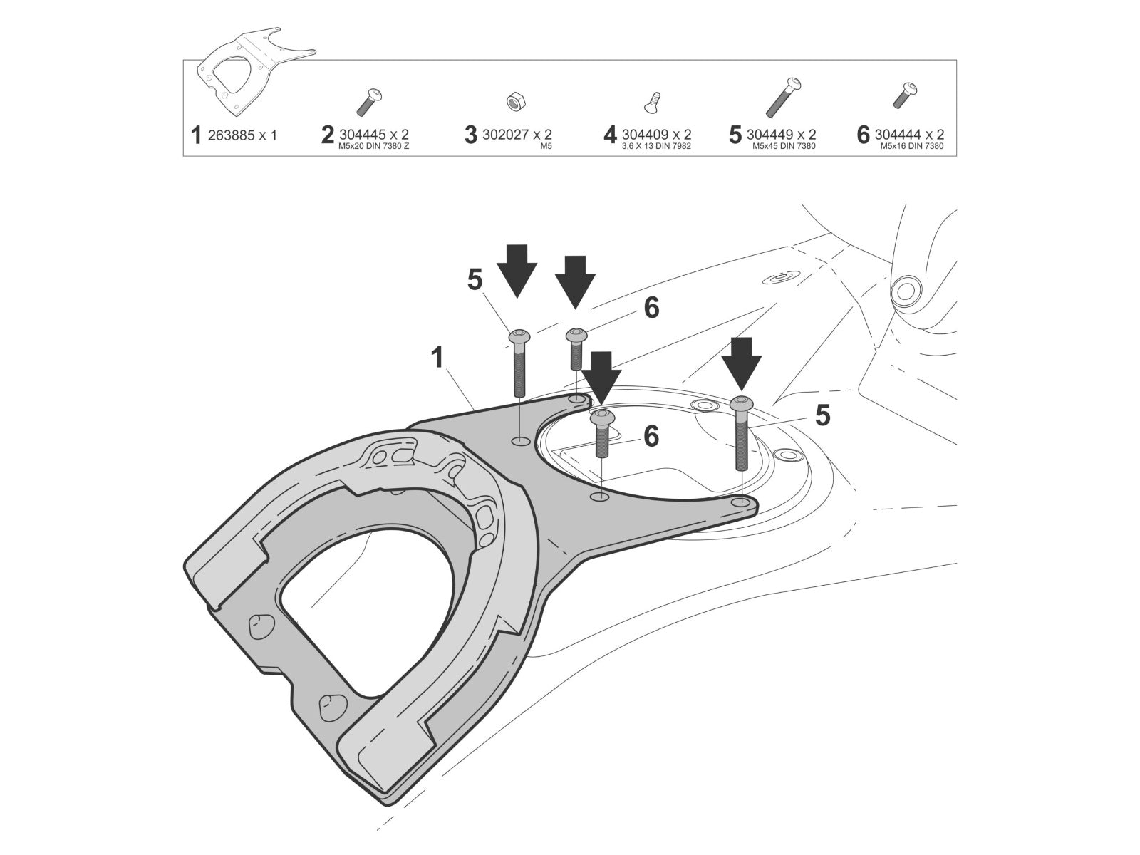 SHAD Click System Tank Bag Fitting Kit for Moto Morini X-Cape 1200 (25-26) M013CS