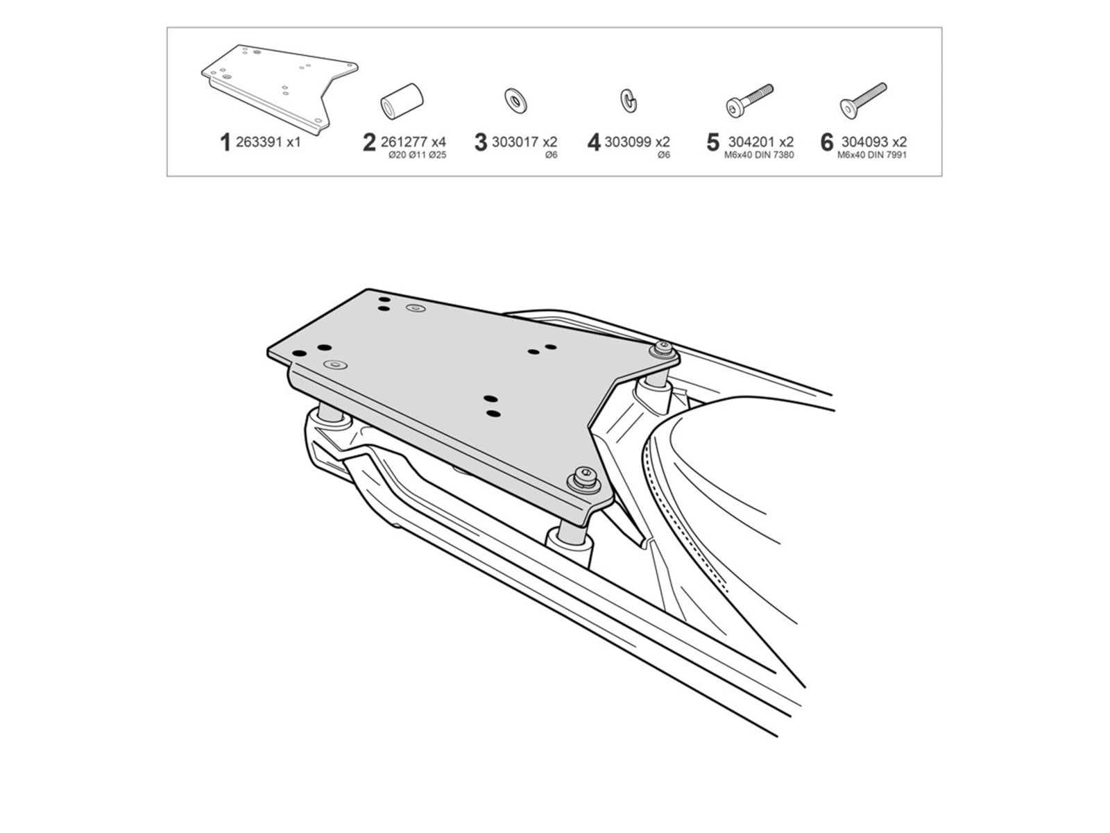 SHAD Top Box Fitting Kit for BMW R1300 GS Trophy (23-26) W0RS14ST